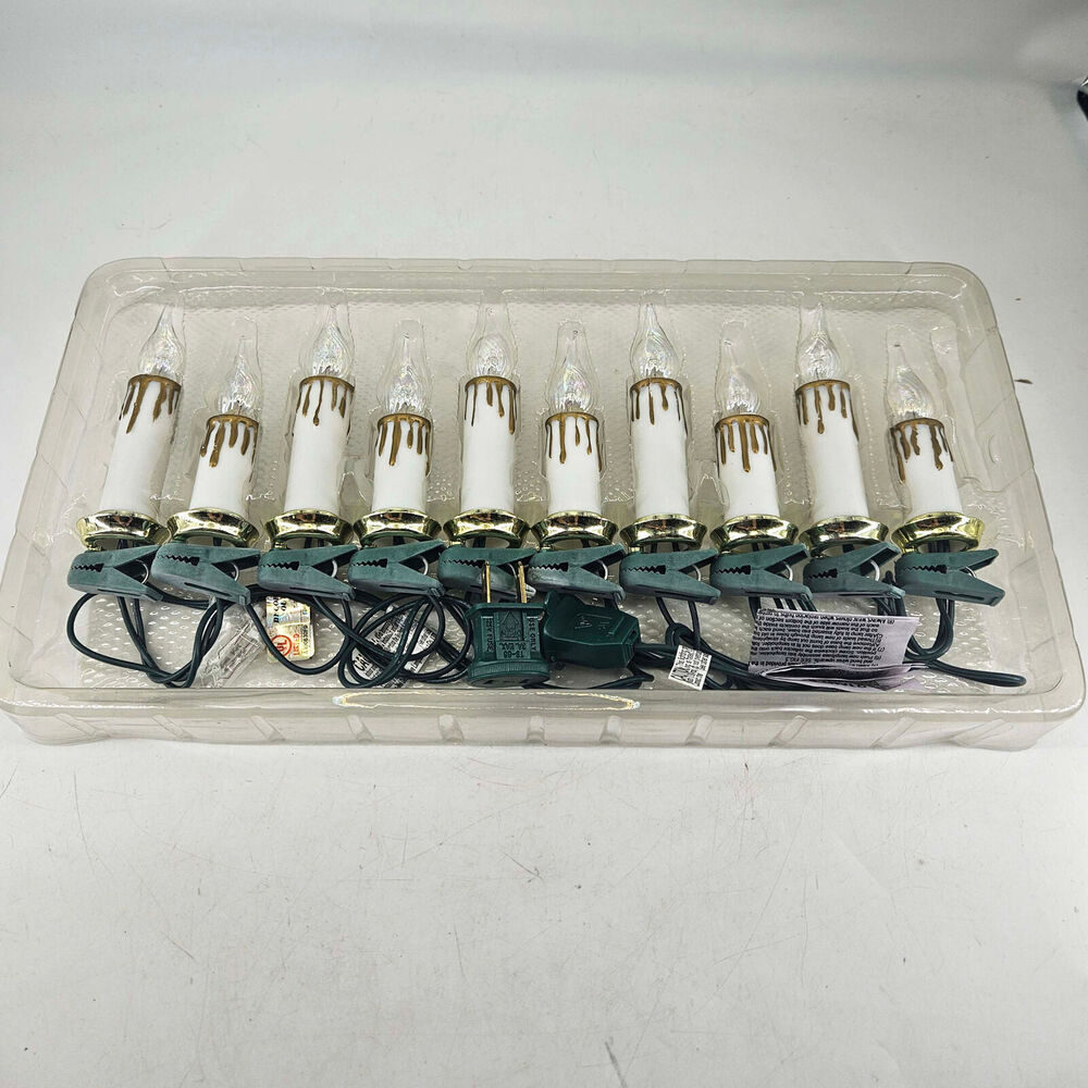 Vintage look 10 pc Clear Faceted Candle String Lights Clip On Christmas